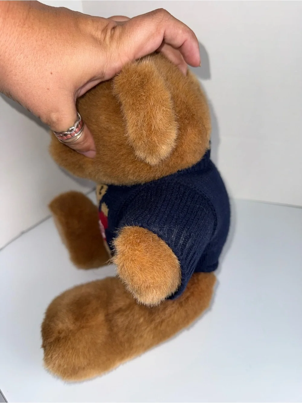 VINTAGE POLO RALPH LAUREN 1997 Plush Teddy Bear with Navy Sweater 15 inches